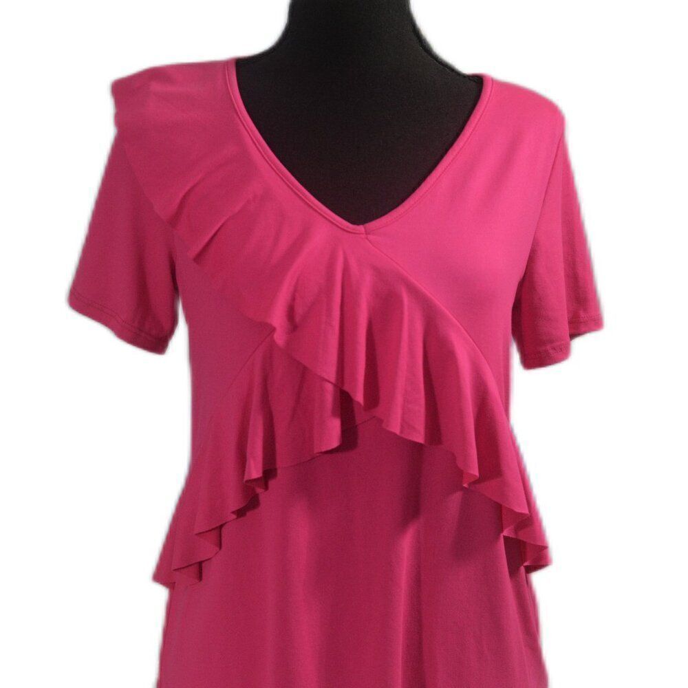 Melon Ruffle Trim Top Pink Boutique Size Small - Picture 2 of 6